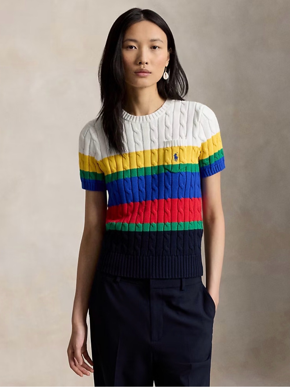 Ralph Lauren Striped Short Sleeve Sweater NWT Size Small
